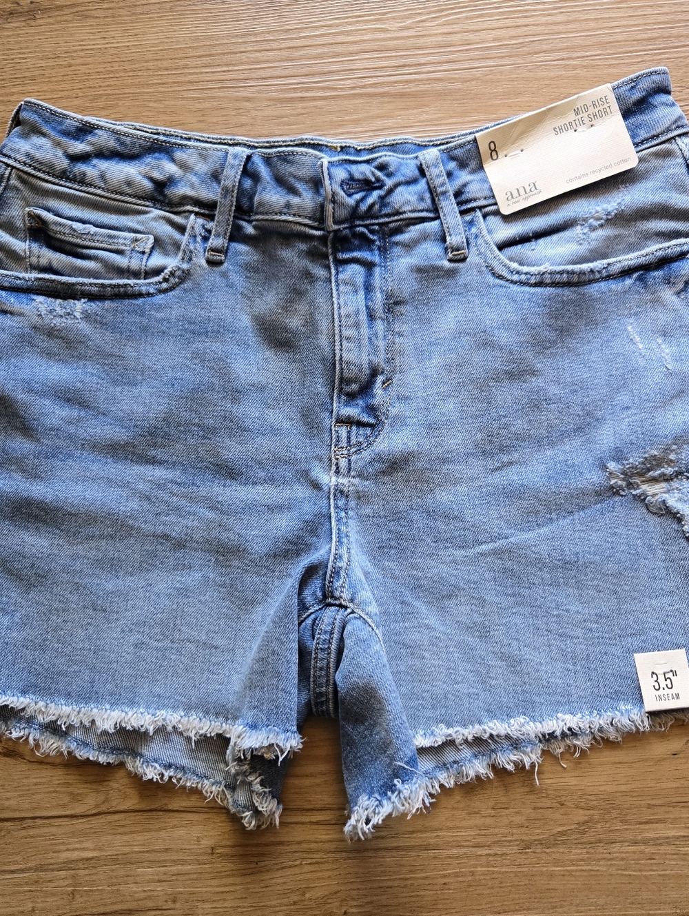 a.n.a Light Blue Frayed Hem Jean Shorts